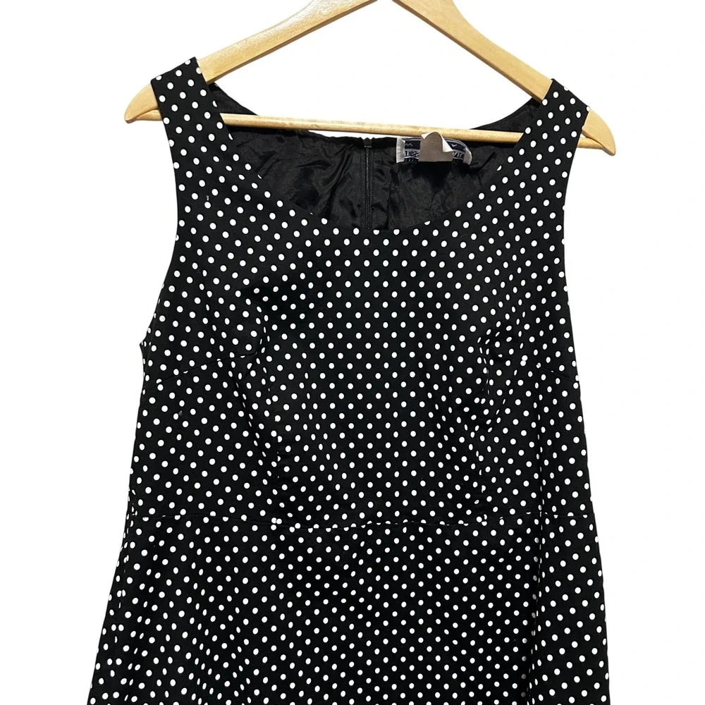 VTG Jessica Howard Retro Chic Parisian‎ Polka Dot Midi Dress 18W Black Classic